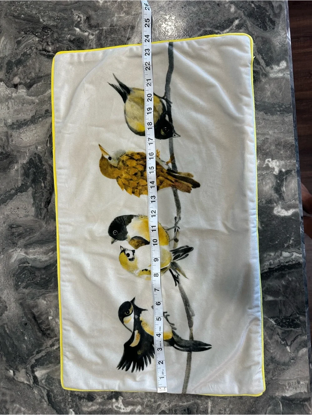 Bird Print Decorative Throw Pillow Cover-Yellow Accent